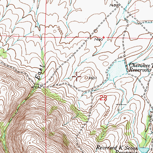 Topographic Map of Charokee Trail Dam, WY