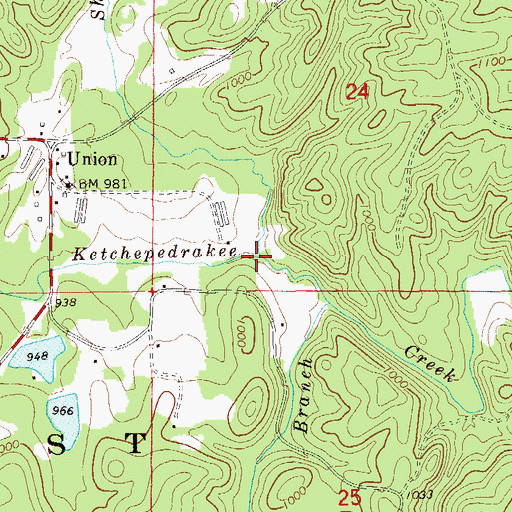 Topographic Map of Shinbone Creek, AL