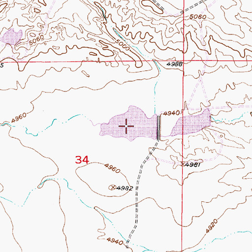 Topographic Map of Warner Reservoir, WY