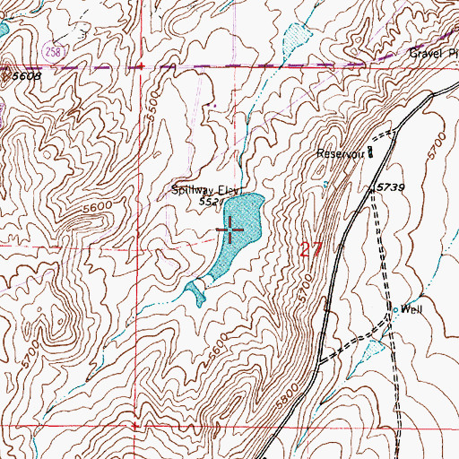 Topographic Map of Sage Creek Reservoir, WY