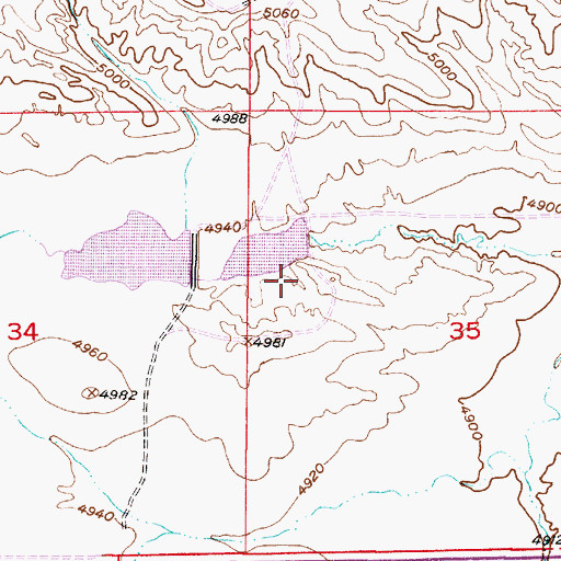 Topographic Map of Warner Number 2 Dam, WY