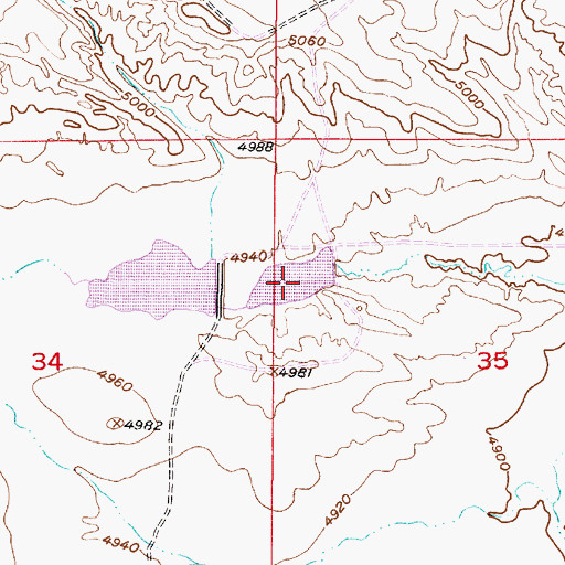 Topographic Map of Warner Reservoir Number 2, WY