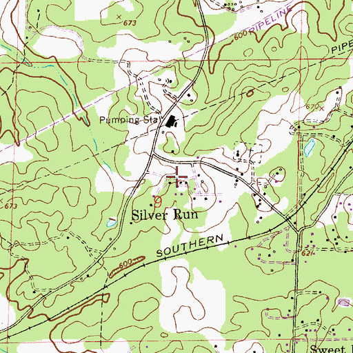 Topographic Map of Silver Run, AL