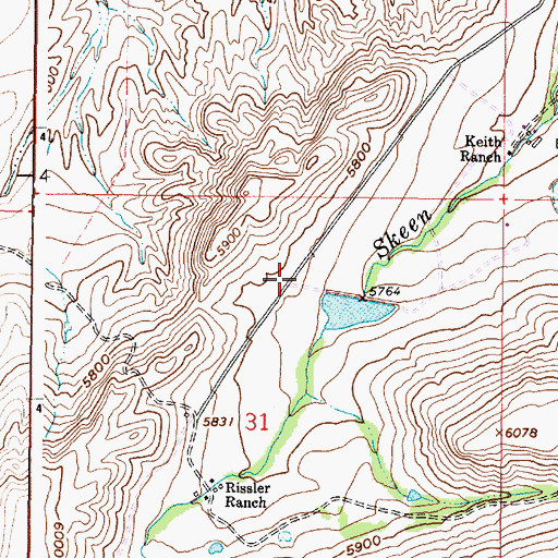 Topographic Map of Agnes Dam, WY