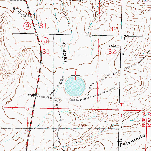 Topographic Map of Rawlins Peaking Dam, WY