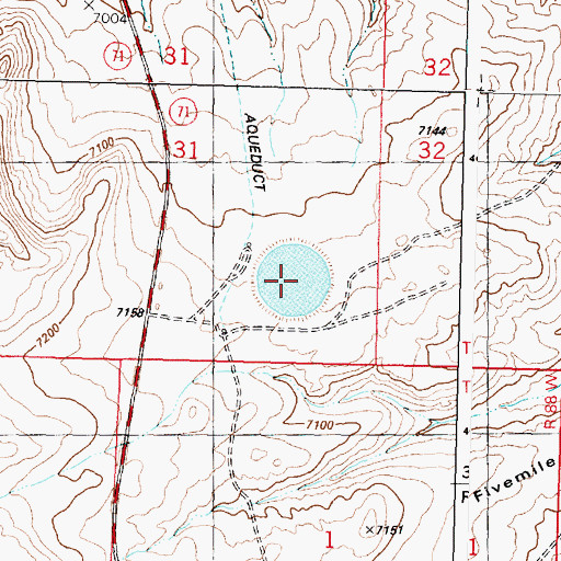 Topographic Map of Rawlins Peaking Reservoir, WY