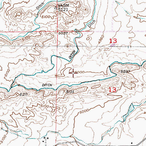 Topographic Map of Busch Dam, WY