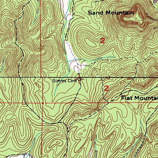 Topographic Map of Simms Cemetery, AL