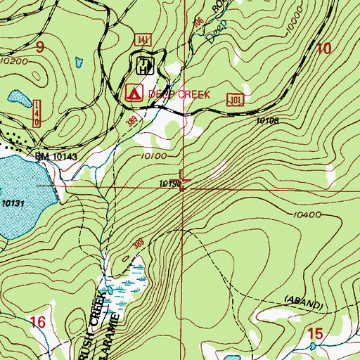Topographic Map of Wheatland Reservoir Dam, WY
