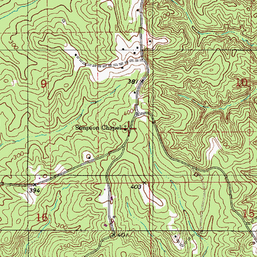 Topographic Map of Simpson Chapel, AL