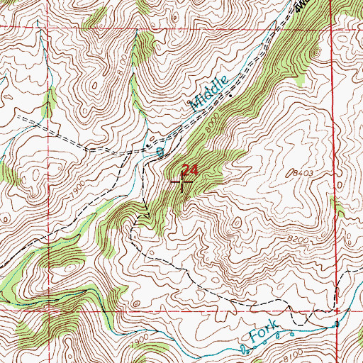 Topographic Map of Mule Creek Dam, WY