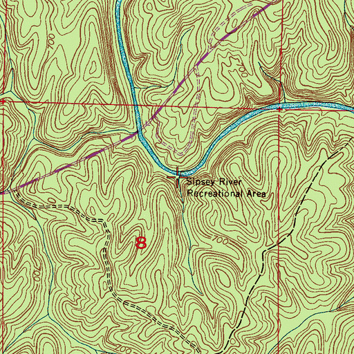 Topographic Map of Sipsey River Recreational Area, AL
