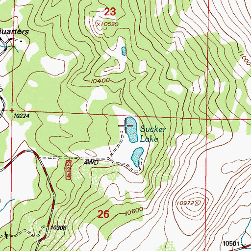 Topographic Map of Sucker Reservoir, WY