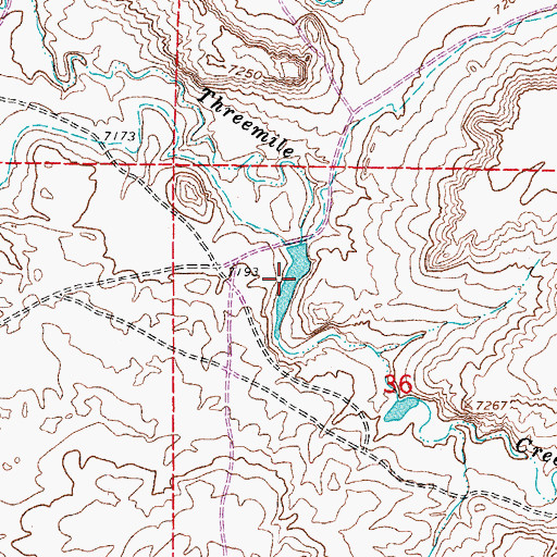 Topographic Map of Three Mile Reservoir, WY