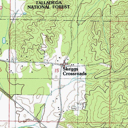 Topographic Map of Skeggs Crossroads, AL
