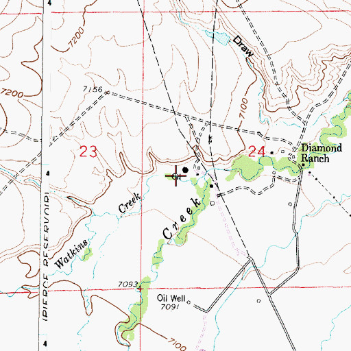 Topographic Map of Pierce Dam, WY