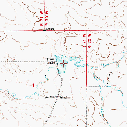 Topographic Map of Baaken Esmay Reservoir, WY