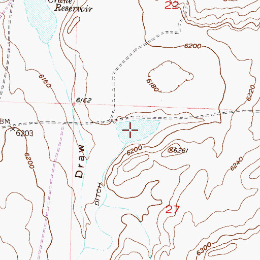 Topographic Map of Crane Reservoir, WY