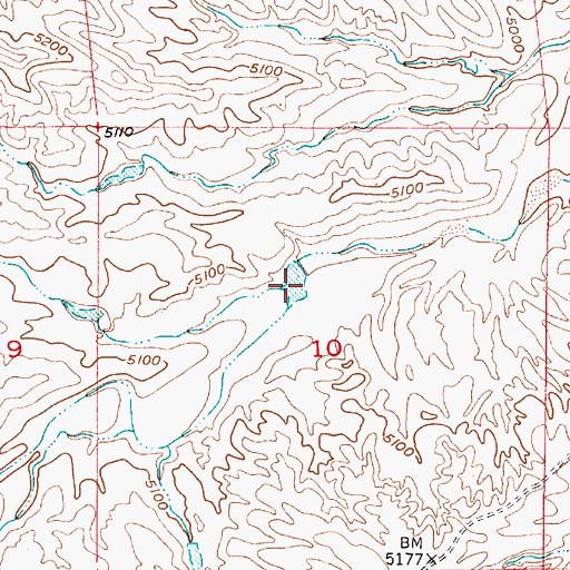 Topographic Map of Spring Creek Number 1 Reservoir, WY
