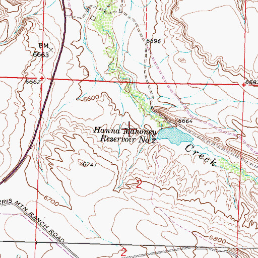 Topographic Map of Hannah Mahoney Number 2 Dam, WY