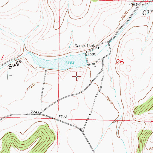 Topographic Map of Rawlins Reservoir, WY