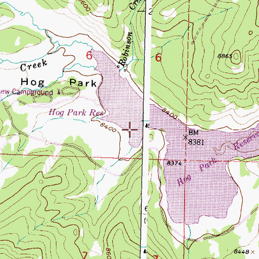 Topographic Map of Hog Park Reservoir, WY