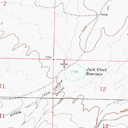 Topographic Map of Jack Creek Dam, WY