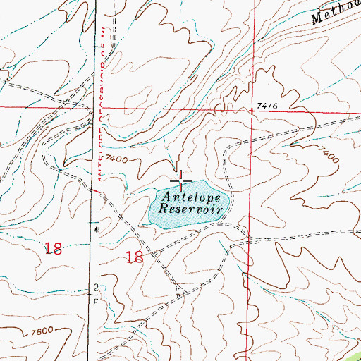 Topographic Map of Antelope Dam, WY