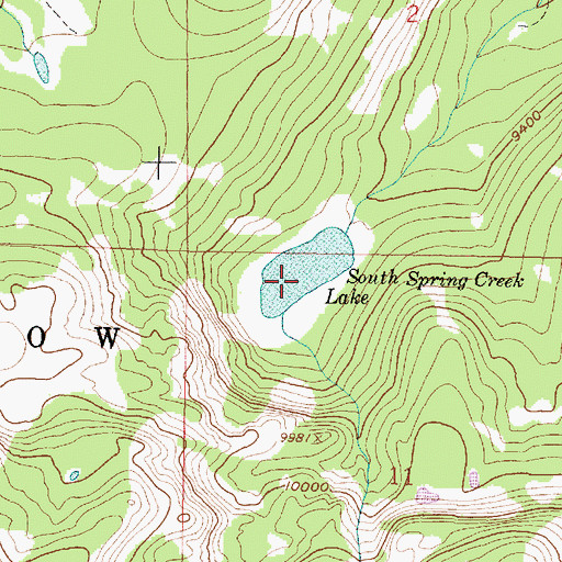 Topographic Map of South Spring Creek Lake, WY