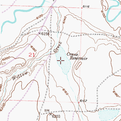 Topographic Map of C R C Reservoir, WY