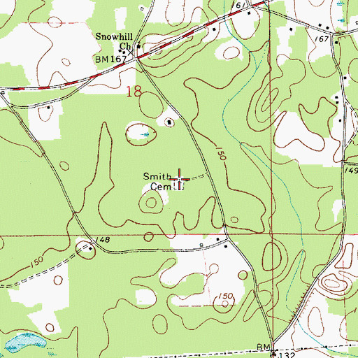 Topographic Map of Smith Cemetery, AL