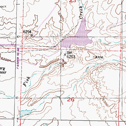 Topographic Map of Shell Creek Dam, WY