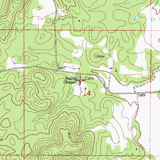 Topographic Map of Smith Chapel, AL