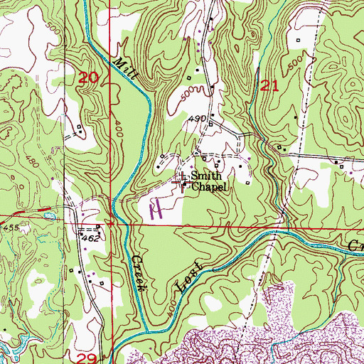 Topographic Map of Smith Chapel, AL