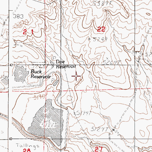 Topographic Map of Doe Reservoir, WY