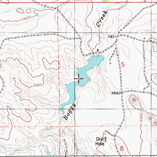 Topographic Map of New Deal Number 1 Reservoir, WY