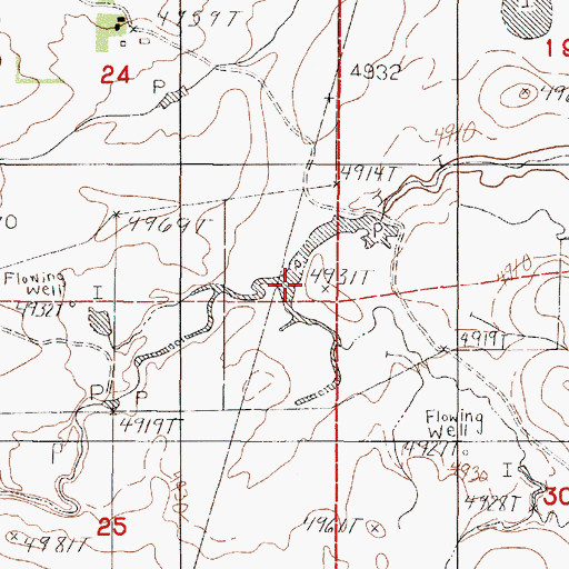 Topographic Map of Bear Creek Number 1 Reservoir, WY