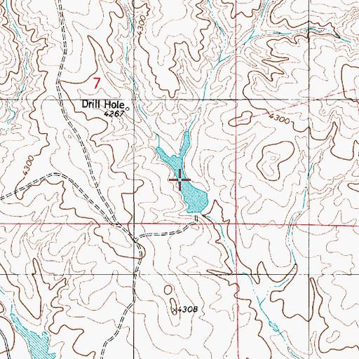 Topographic Map of Thompson Number 1 Reservoir, WY