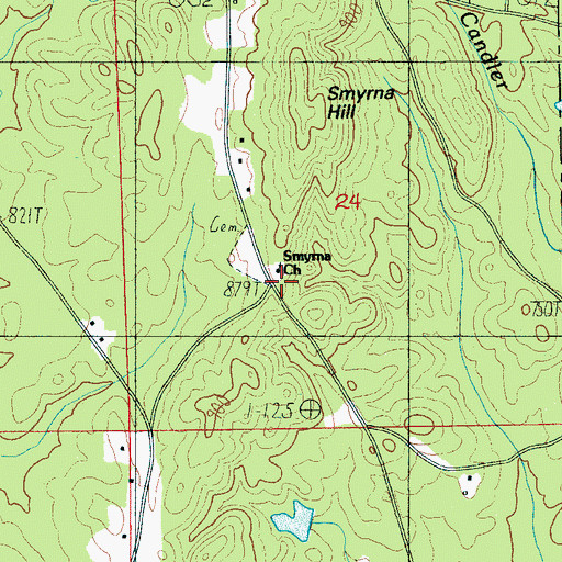 Topographic Map of Smyrna Primitive Baptist Church, AL