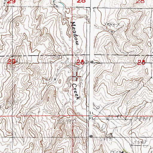 Topographic Map of Meadow Creek Dam, WY
