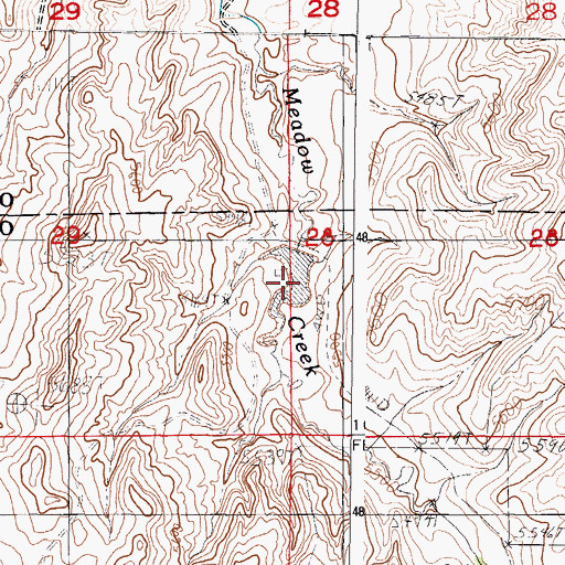 Topographic Map of Meadow Creek Reservoir, WY