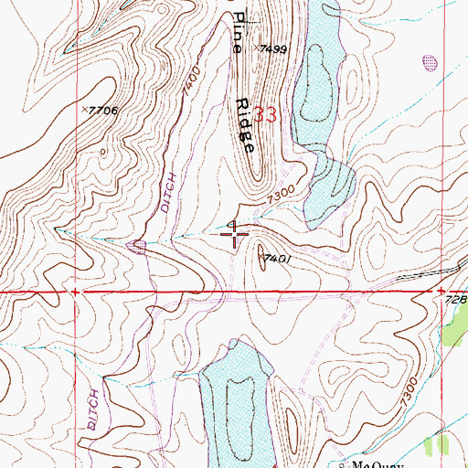 Topographic Map of Pine Cone Number 2 Reservoir, WY