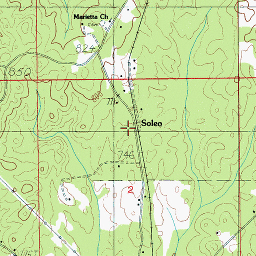 Topographic Map of Soleo, AL