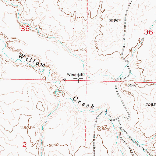 Topographic Map of Brown Dam, WY