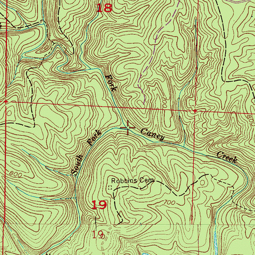 Topographic Map of South Fork Caney Creek, AL