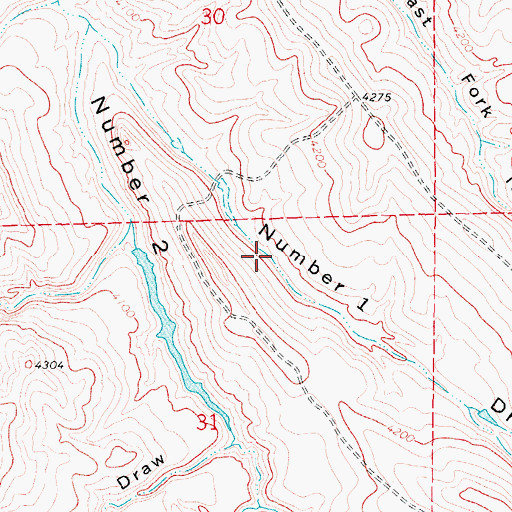 Topographic Map of Auzqui Reservoir Number 2, WY
