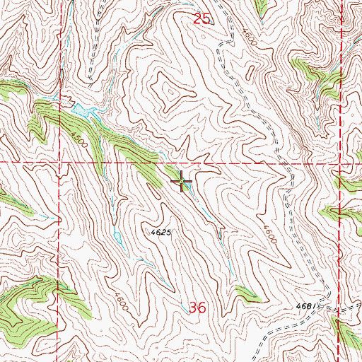Topographic Map of Broken Jaw Reservoir, WY