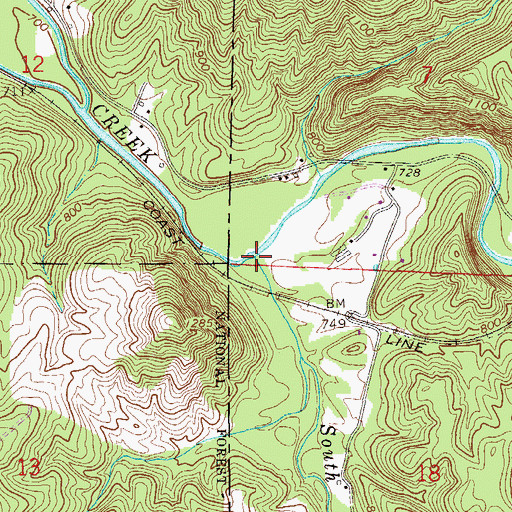 Topographic Map of South Fork Terrapin Creek, AL