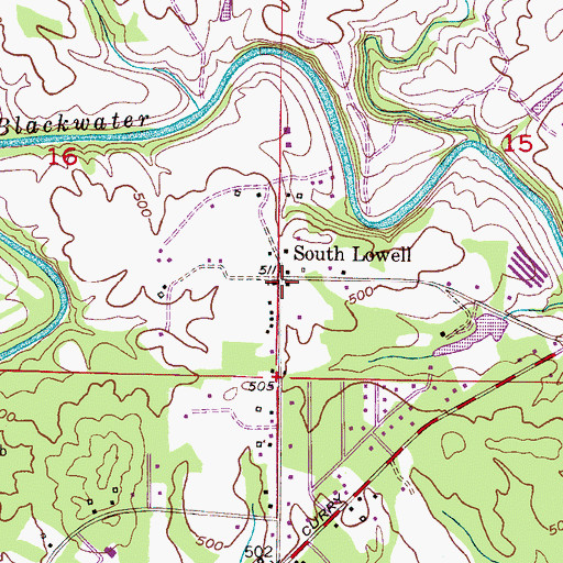 Topographic Map of South Lowell, AL