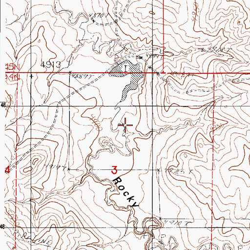 Topographic Map of Rocky Gulch Dam, WY